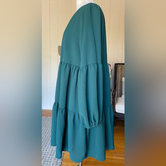 *NWOT* Amazon / Amoretu Ruffled Tier V-Neck Tunic Shift Dress / Green / Large - Picture 7 of 13